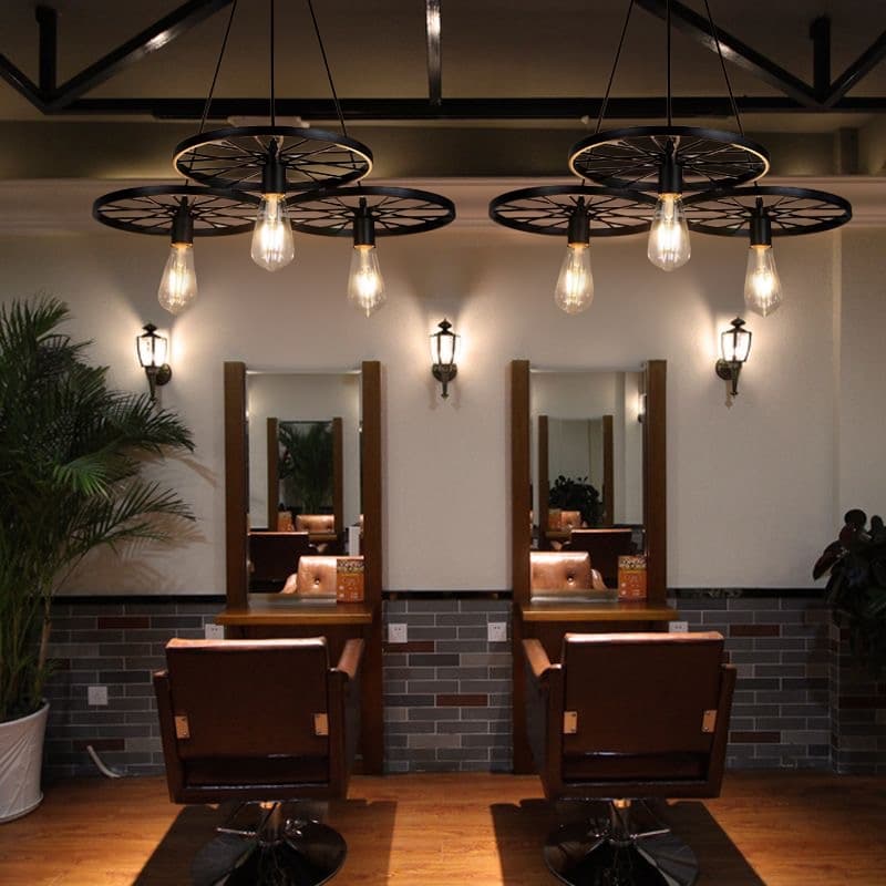 เรโทร สไตล์อินดัสเทรียล เหล็ก โคมระย้า LOFT ร้านกาแฟ บาร์ ร้านอาหาร โคมระย้า โคมไฟเพดาน ล้อเหล็ก โคมระย้า รูปที่ 5