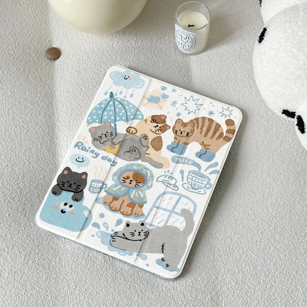 case iPad Air8 Air7 11 Gen11 ที่ใส่ปากกา ลูกแมววันฝนตก เคส iPad Gen10 Gen11Gen9 Pro11 2024 รูปที่ 7