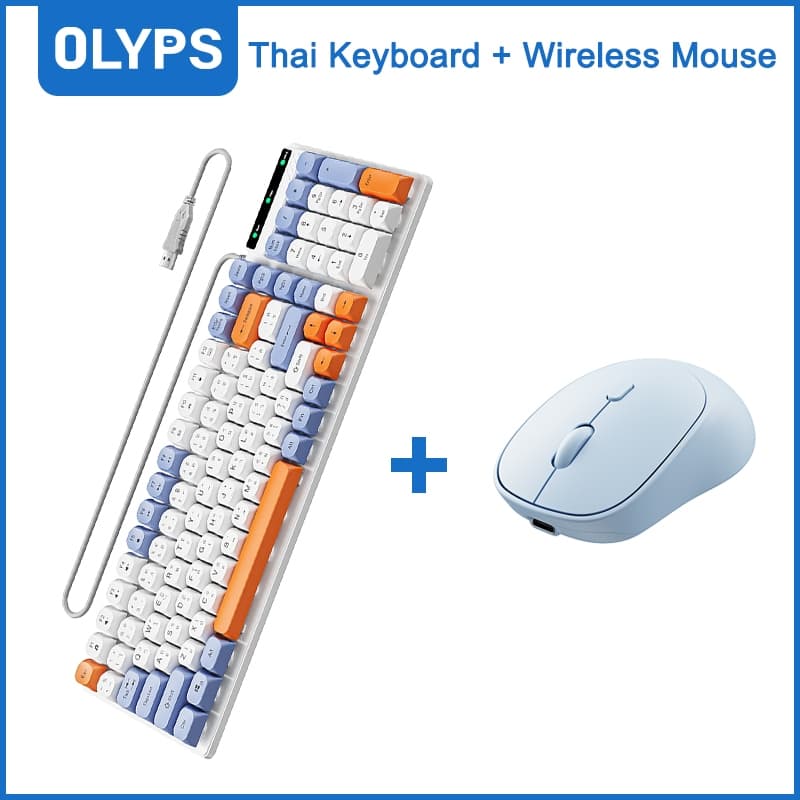 OLYPS คีย์บอร์ด Keyboard+Mouse ชุดคีย์บอร์ดและเมาส์ คีย์บอร์ดเสียงเงียบ รูปที่ 1