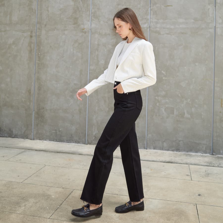 MERMAIDSTUDIO - PETITE SOUFFLÉ JEANS ยีนส์ทรงกระบอกผ้าไม่ยืด รูปที่ 8