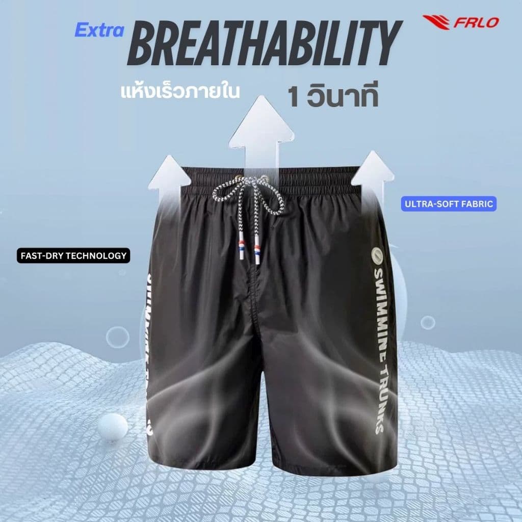 กางเกงว่ายน้ำขาสั้น พร้อมซับในขาสั้น ผ้าแห้งไว FRLO Swimming Trunks รูปที่ 3