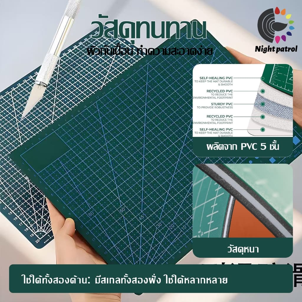 แผ่นรองตัด ขนาด A1/A2/A3/A4/A5 หนา 2.5mm PVC ใช้ได้ทั้งสองข้าง กันลื่น ไม่เป็นรอย มีเส้นกริดมาตราส่วน สำหรับงานคราฟต์ รูปที่ 2