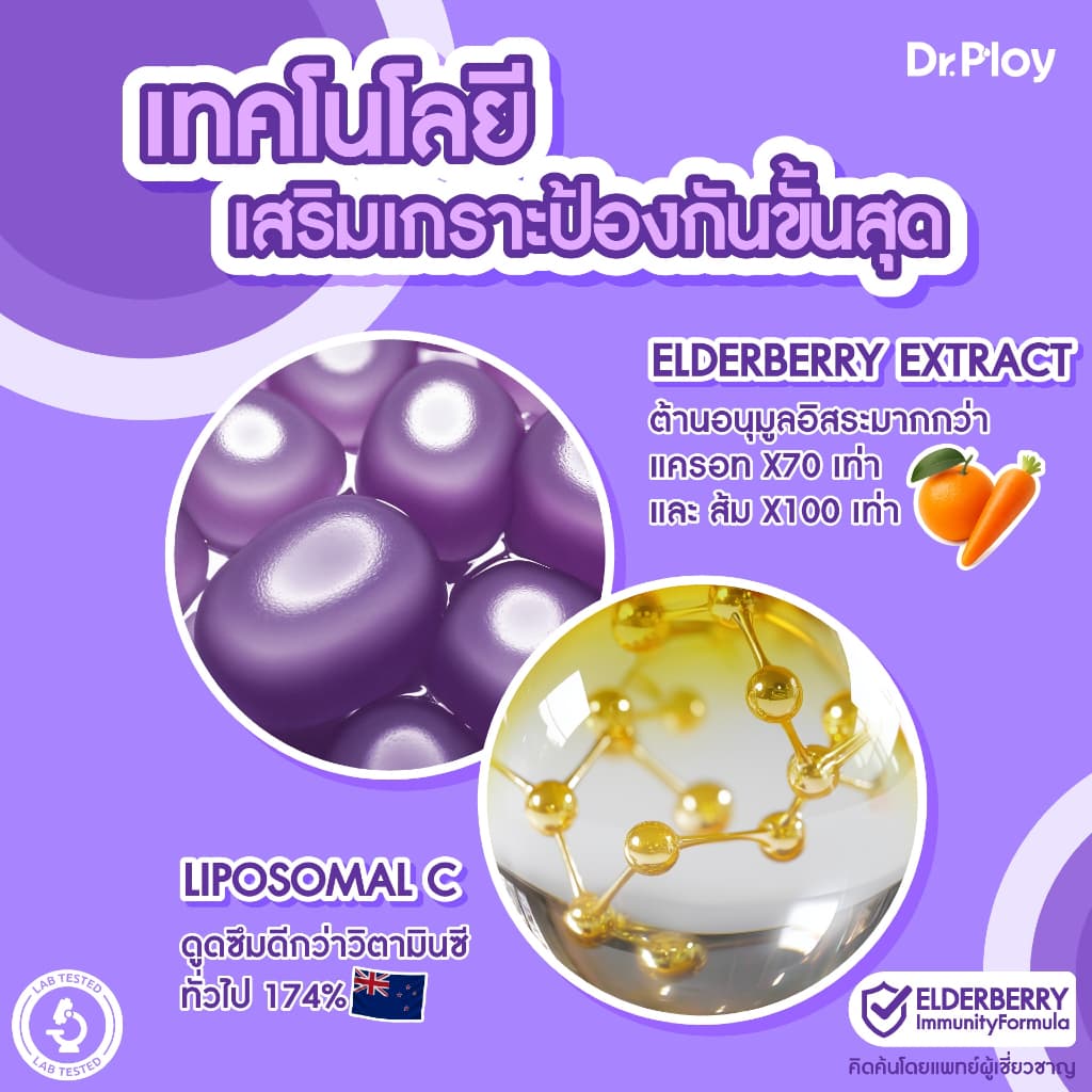 Dr.Ploy C Berry Immu Kiz เจลลี่วิตามินซี รสแตงโม เด็ก เสริมภูมิ Elderberry Immunity Formula รูปที่ 6
