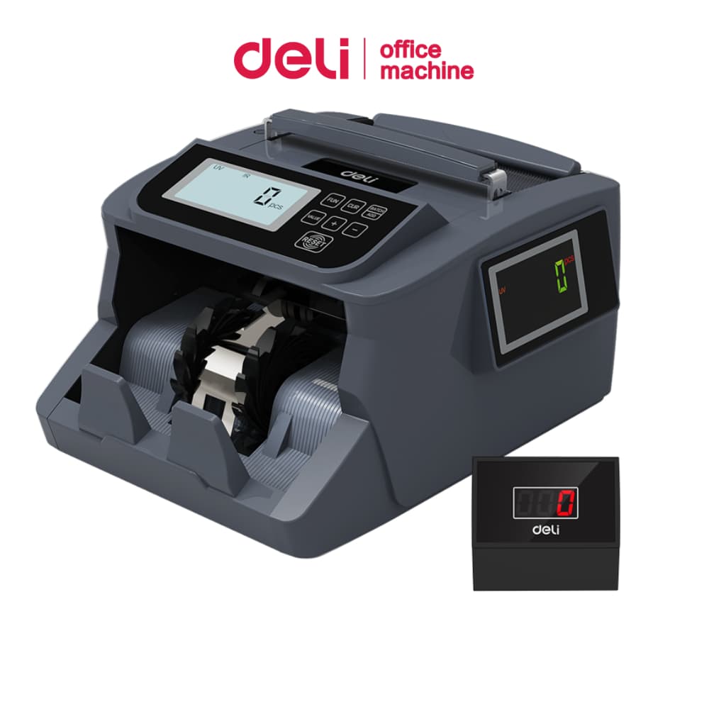 Deli เครื่องนับเงิน เครื่องนับธนบัตร ​จอLCD ตรวจ​แบงค์ปลอมได้ มี 4,6 โหมด bill counter รูปที่ 1
