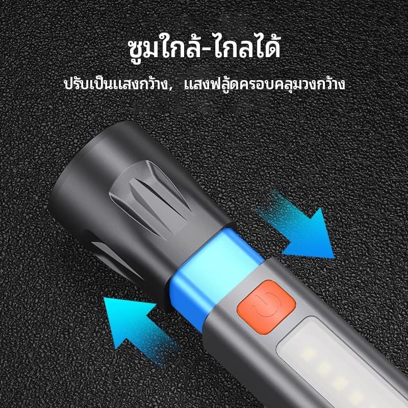 Smiling SHARK ใหม่ ไฟฉาย LED ไฟฉายอเนกประสงค์ ขนาดเล็ก สว่างมาก ชาร์จไฟได้ กันน้ํา สําหรับตั้งแคมป์ รูปที่ 3