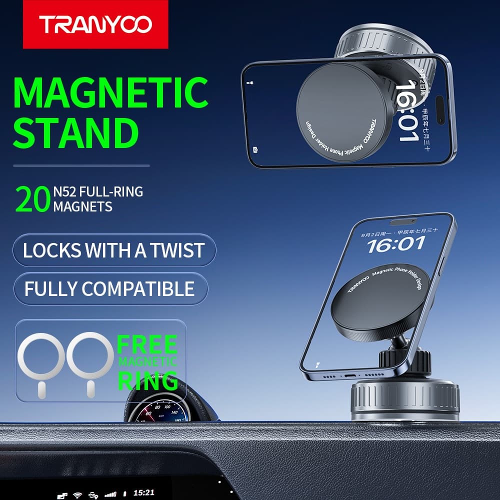 TRANYOO Z23 ขาตั้งโทรศัพท์มือถือในรถแบบแม่เหล็ก, ขาตั้งรถยนต์หลายฟังก์ชัน หมุนได้ 360 องศา ป้องกันการสั่นสะเทือน รูปที่ 2