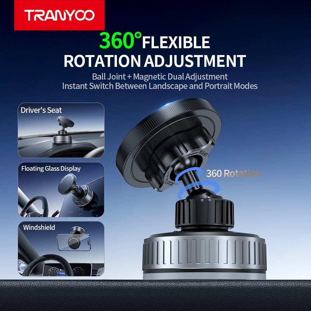 TRANYOO Z23 ขาตั้งโทรศัพท์มือถือในรถแบบแม่เหล็ก, ขาตั้งรถยนต์หลายฟังก์ชัน หมุนได้ 360 องศา ป้องกันการสั่นสะเทือน รูปที่ 5