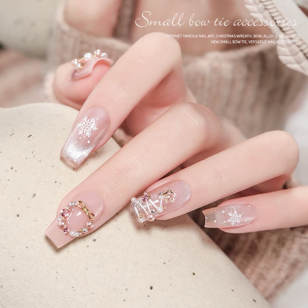 Christmas โลหะติดเล็บ คริสมาส โบโลหะ โบจิ๋ว ขนาดเล็ก รูปที่ 5