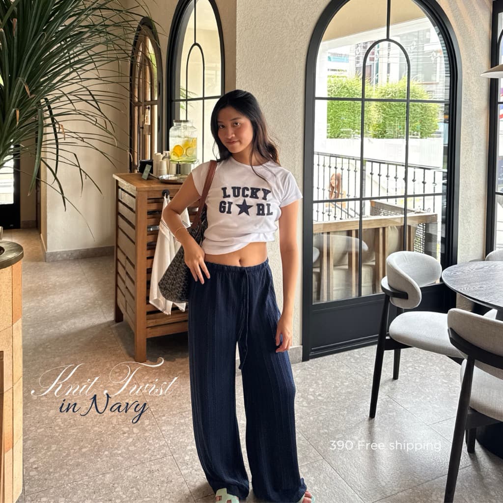 knit twist กางเกงผ้าทอลายเปีย กางเกงผ้าถัก รูปที่ 5