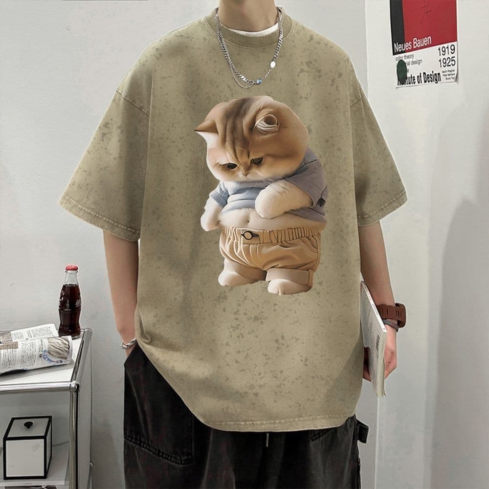 Top.basicเสื้อถูกๆเสื้อยืดOversize เสื้อสีดํา "cat big" เกาหลีสไตล์ เนื้อผ้าเกรดพรีเมียม คอกลม ใส่สบาย จัดส่งจากประเทศไ รูปที่ 5