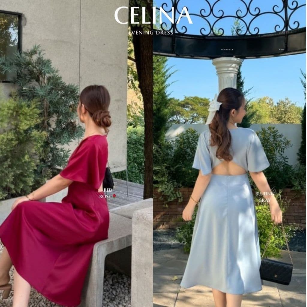 MyWay Brand : Dress Celina แนะนำใส่พอดีตัวน้า เดรสออกงานคอวี ผ้าซาติน ชุดเดรสเว้าหลัง รูปที่ 3