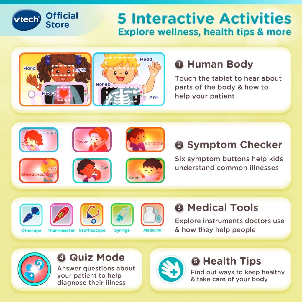 VTECH SMART CHART MEDICAL KIT, ของเล่นชุดหมอ ชุดอุปกรณ์ทางการแพทย์ 80-552100 รูปที่ 6