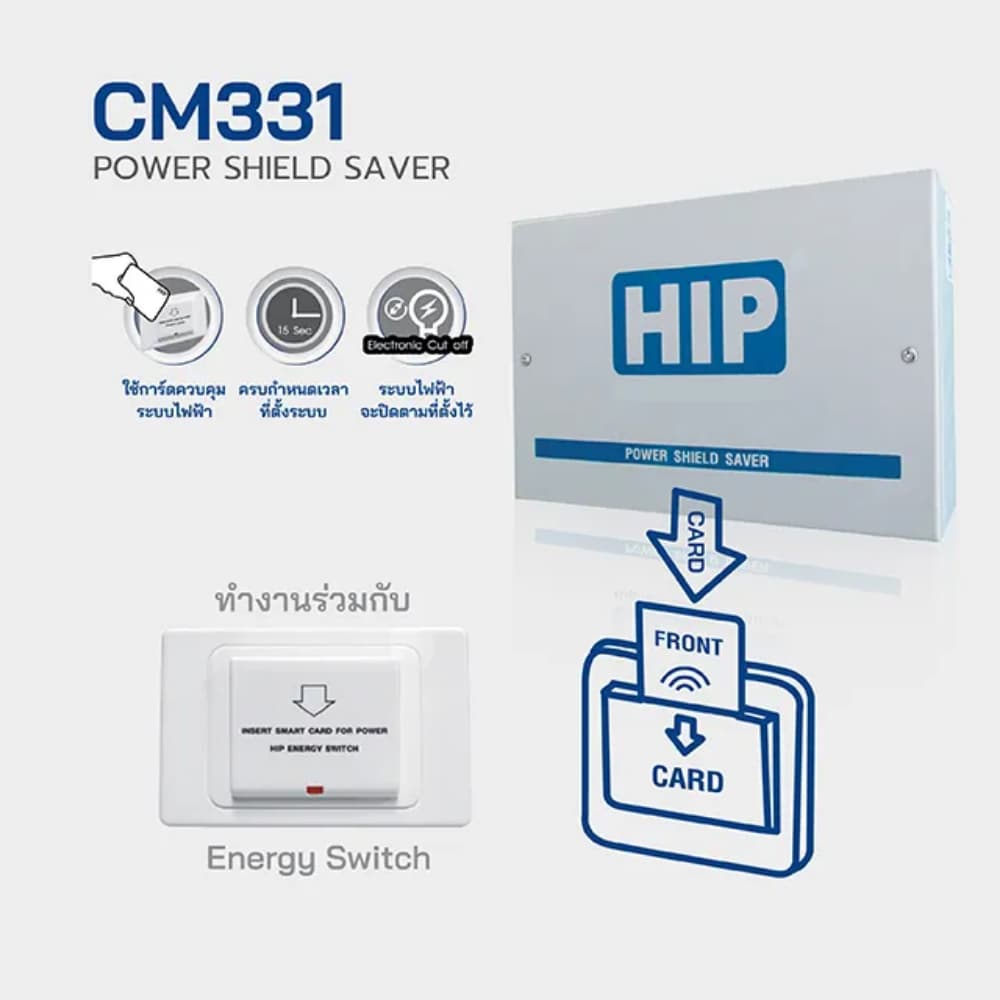 HIP คีย์แท็กประหยัดไฟ กล่องควบคุม CM331และเต้ารับบัตร CMK01ID ช่วยให้ประหยัดพลังงานในห้องพัก รูปที่ 2