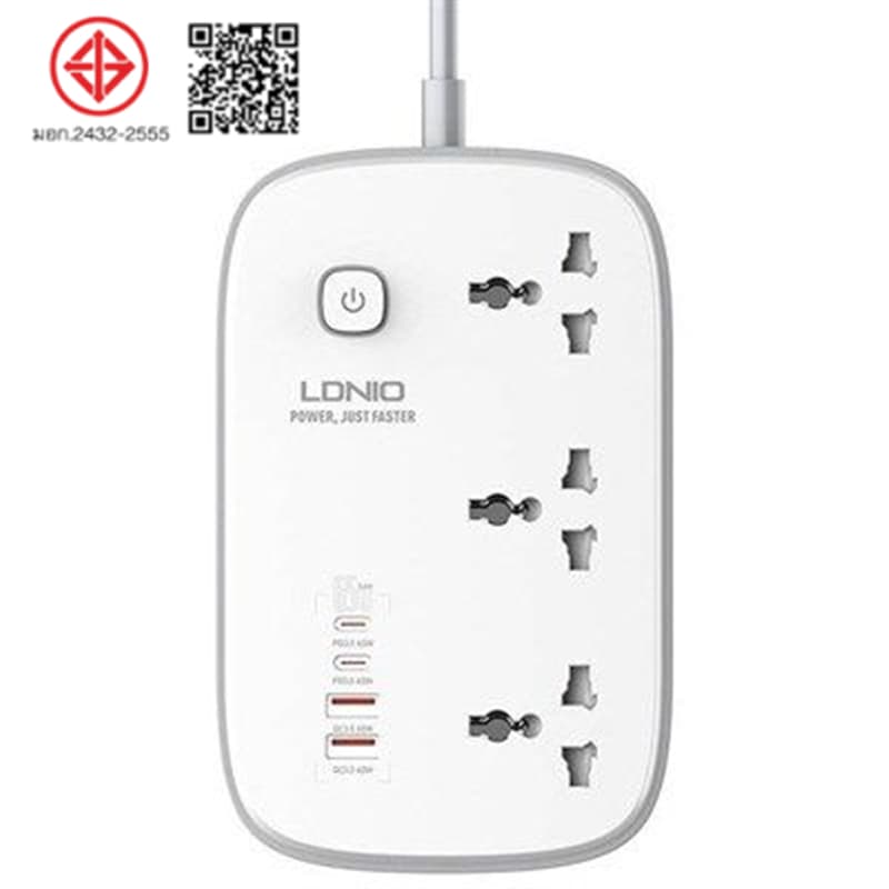 LDNIO SC3416 ปลั๊กพ่วง3Socketรองรับ65W PD3.0+60W QC3.0 Fast chargeชาร์จเร็ว กำลังไฟ 3250W-สายยาว 2เมตร รูปที่ 9