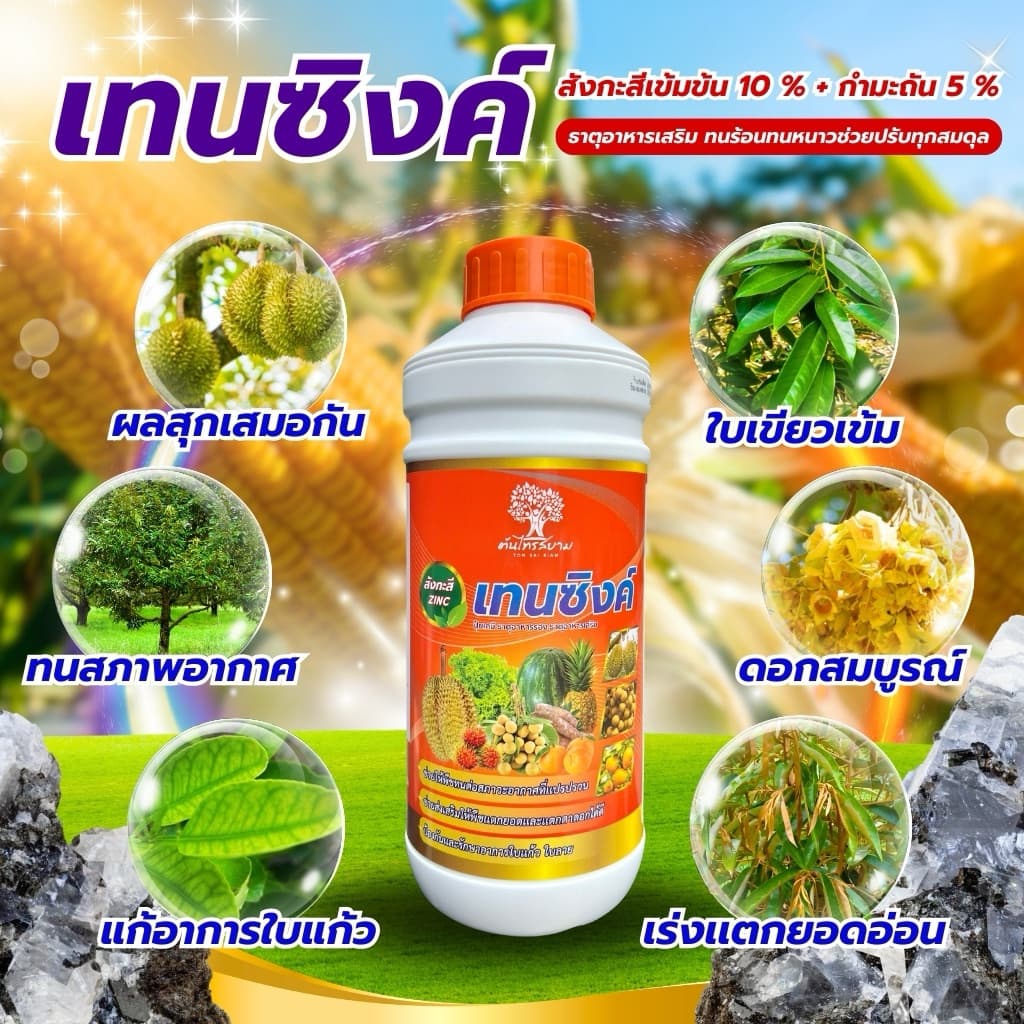 เทนซิงค์ สังกะสีสูตรเข้มข้น 10%+กำมะถัน 5% ขนาด 1ลิตร ทนต่อทุกสภาพอากาศ เร่งการเเตกยอด เเตกใบ แก้อาการใบเหลือง รูปที่ 1