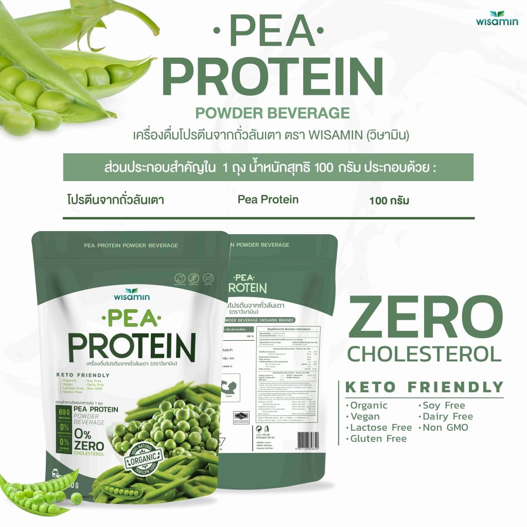 Pea Protein isolate พีโปรตีน ไอโซเลท โปรตีนจากถั่วลันเตา 100% ออแกรนิค ปลอด GMO จำนวน 1 ถุง ปริมาณ 100 กรัม รูปที่ 7