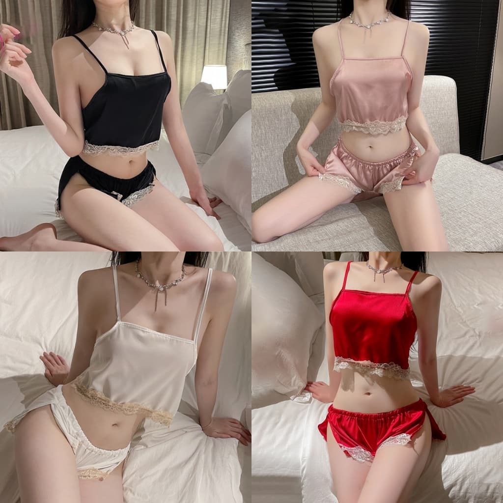 ชุดนอนซาติน ลูกไม้เซ็กซี่ ผ้าใส่สบาย สายเดี่ยว หลากหลายสไตล์ จากไทย รูปที่ 6