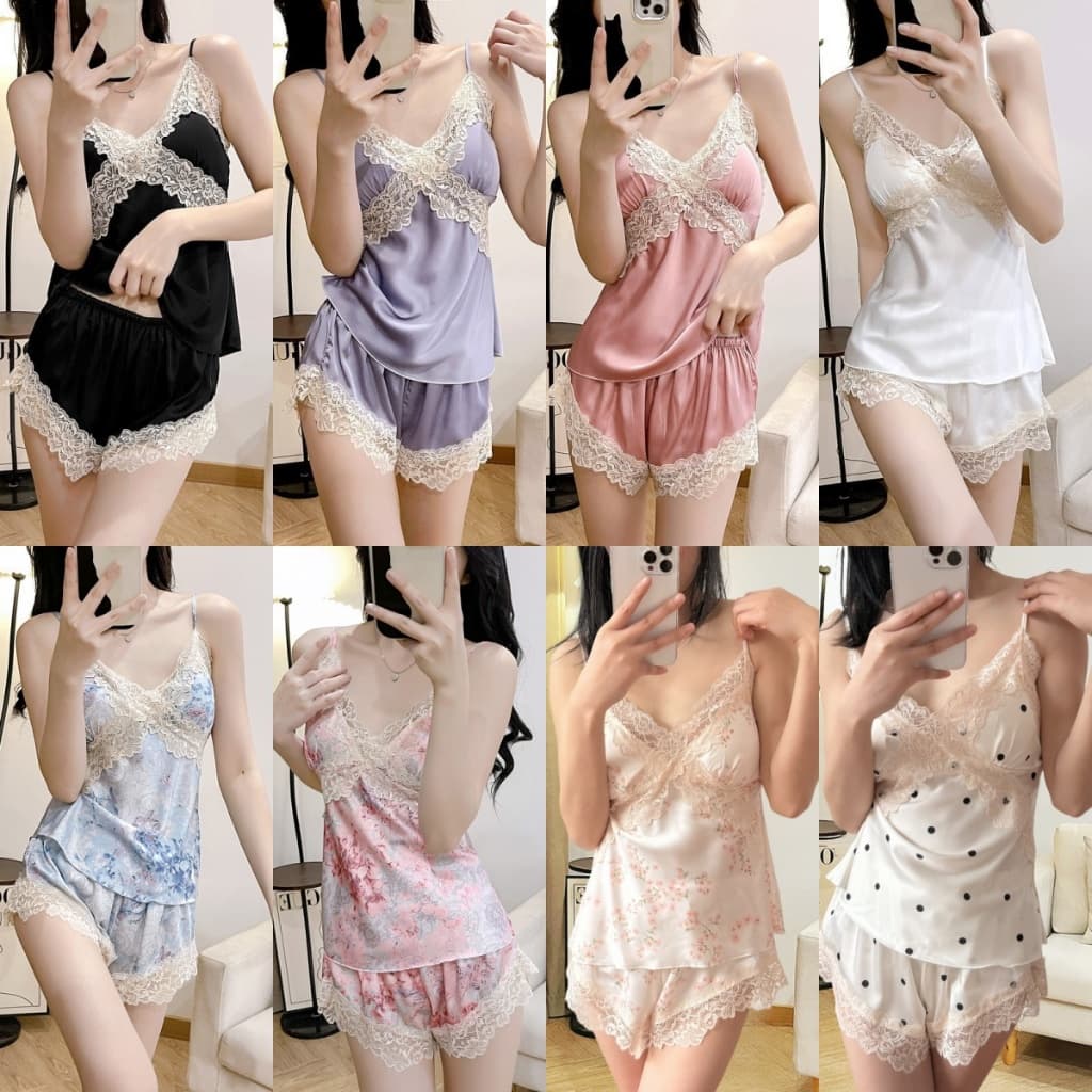 ชุดนอนซาติน ลูกไม้เซ็กซี่ ผ้าใส่สบาย สายเดี่ยว หลากหลายสไตล์ จากไทย รูปที่ 9