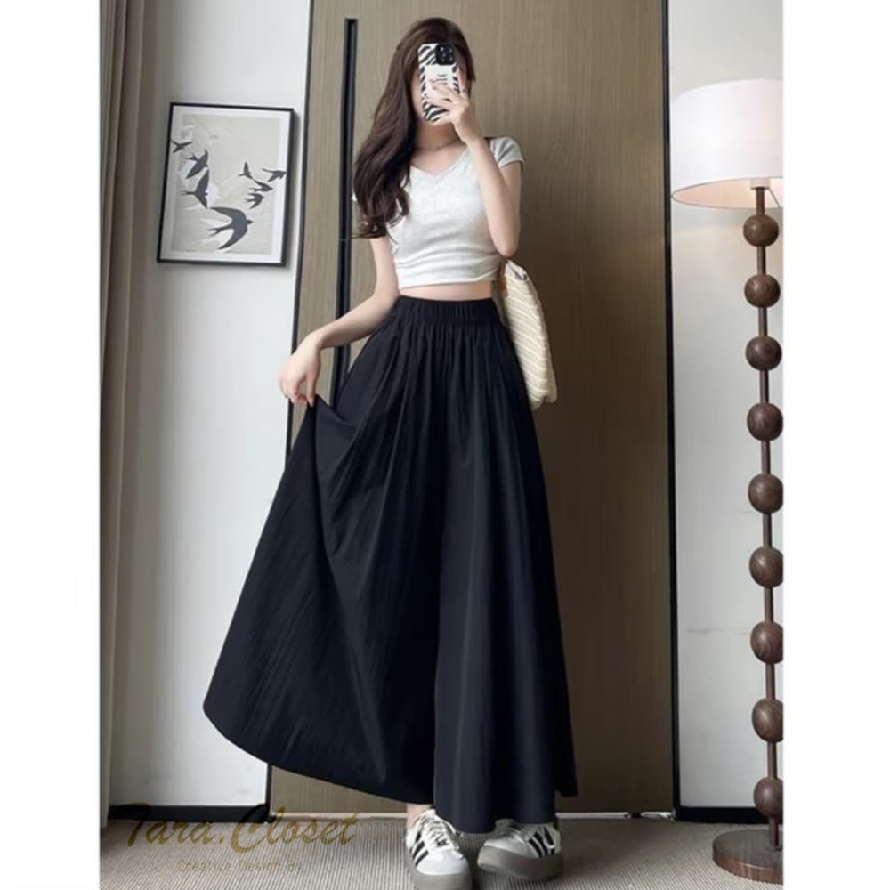 COM523 TARA Pants กางเกงกระโปรง เอวยางยืด มีกระเป๋าข้าง เนื้อผ้าครัช ผ้าดี ไม่ต้องรีด ใส่สบาย ระบายอากาศได้ดี รูปที่ 5