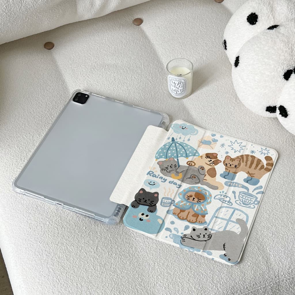 case iPad Air8 Air7 11 Gen11 ที่ใส่ปากกา ลูกแมววันฝนตก เคส iPad Gen10 Gen11Gen9 Pro11 2024 รูปที่ 4