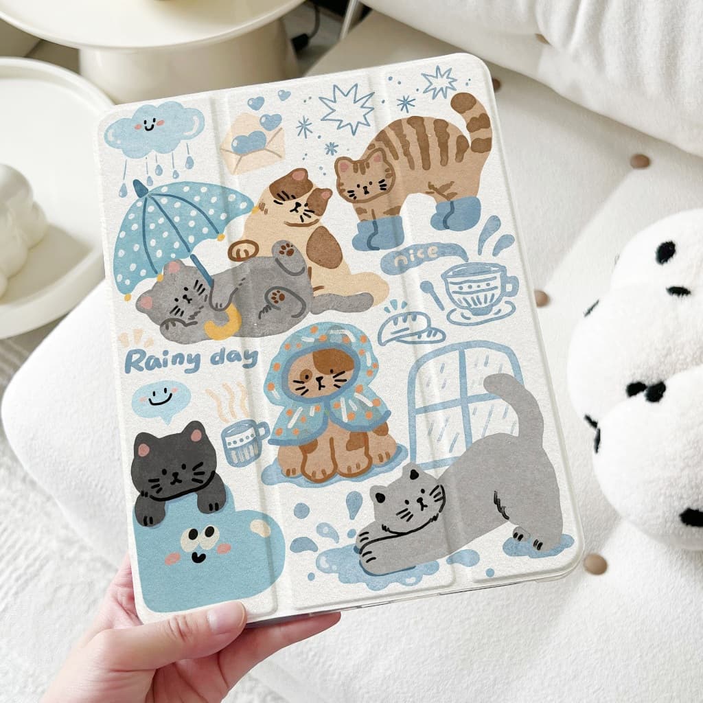 case iPad Air8 Air7 11 Gen11 ที่ใส่ปากกา ลูกแมววันฝนตก เคส iPad Gen10 Gen11Gen9 Pro11 2024 รูปที่ 5