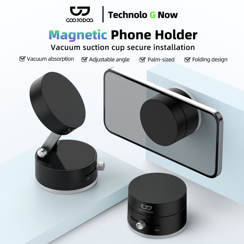 GOOJODOQ Foldable Phone Holder Two-way Switchable Installation Strong Magnetic and Vacuum Absorption No Trace รูปที่ 1