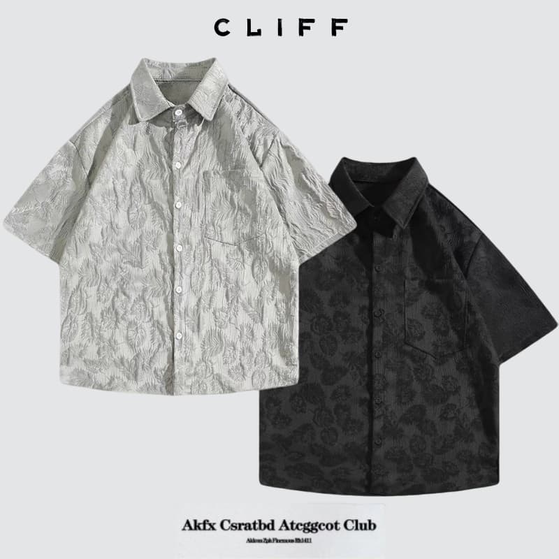 CLIFF แนววินเทจสไตล์ญี่ปุ่น เสื้อเชิ้ตผู้ชาย เสื้อยืด การออกแบบลวดลาย ความรู้สึกระดับสูง อินเทรนด์ระบายอากาศ รูปที่ 1