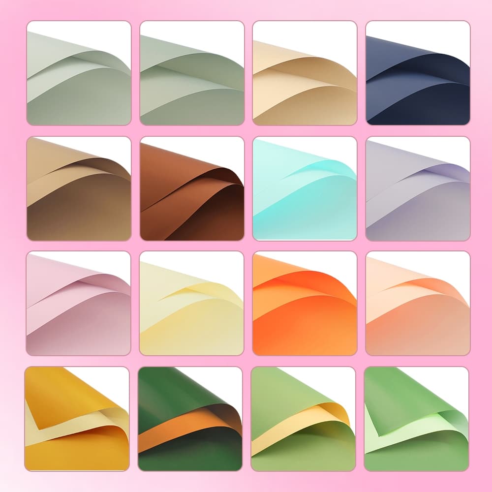 กระดาษห่อช่อดอกไม้ สไตล์เกาหลี แบบทูโทน ขนาด 58x58 ซม. มีให้เลือกหลากหลายสี รูปที่ 7
