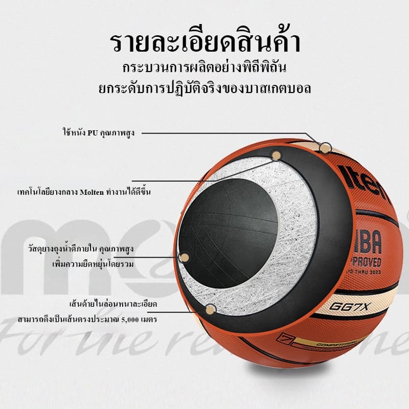บาสเกตบอล เบอร์7 ลูกบาสเกตบอล หนังPU หนังดูดซับความชื้นคุณภาพที่ดี Basketball รูปที่ 2