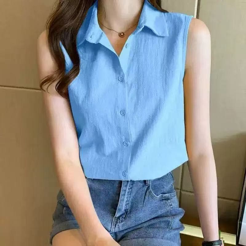 เสื้อเชิ้ต แขนสั้นผู้หญิง เสื้อแขนกุด เหมาะกับสาวสายหวาน เท่ ใส่ได้ทุกลุคทุกสไตล์ เนื้อผ้าดีสวมใส่สบายไม่ร้อน รูปที่ 1