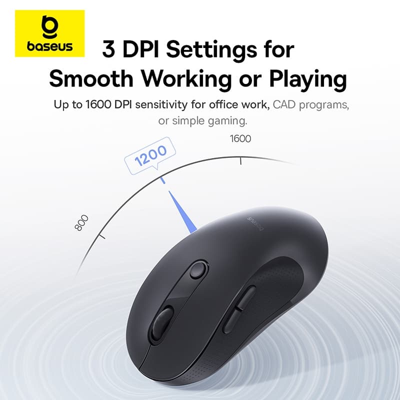 BASEUS เมาส์ไร้สาย แบบบลูทูธ รุ่น F02 Ergonomic Wireless Mouse รูปที่ 3