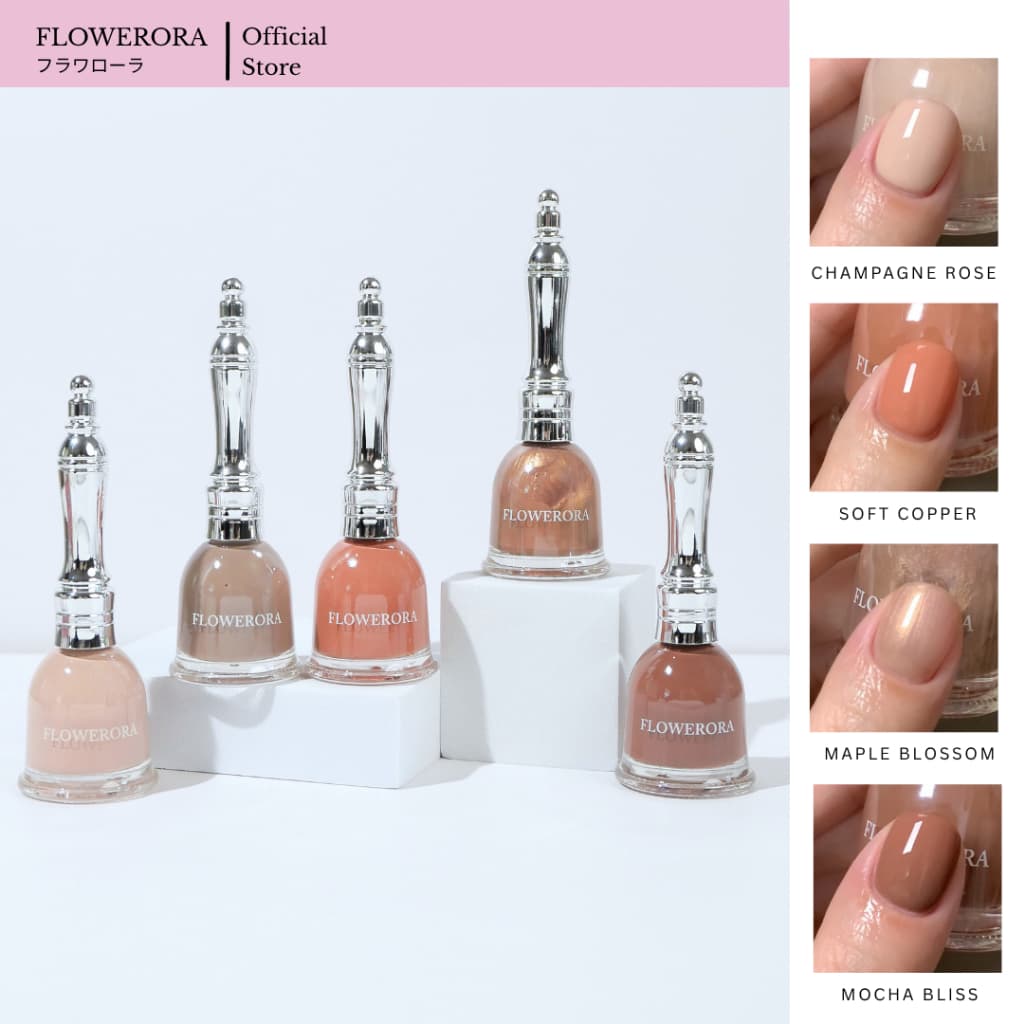 FLOWERORA สีทาเล็บกึ่งเจล ไม่ต้องอบ ไม่มีกลิ่นฉุน ทาในห้องแอร์ได้ รูปที่ 1