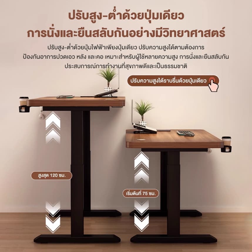 REX โต๊ะยกไฟฟ้า โต๊ะคอมพิวเตอร์อัจฉริยะ โต๊ะเล่นเกมแบบยกได้ โต๊ะเรียนที่บ้าน รูปที่ 3