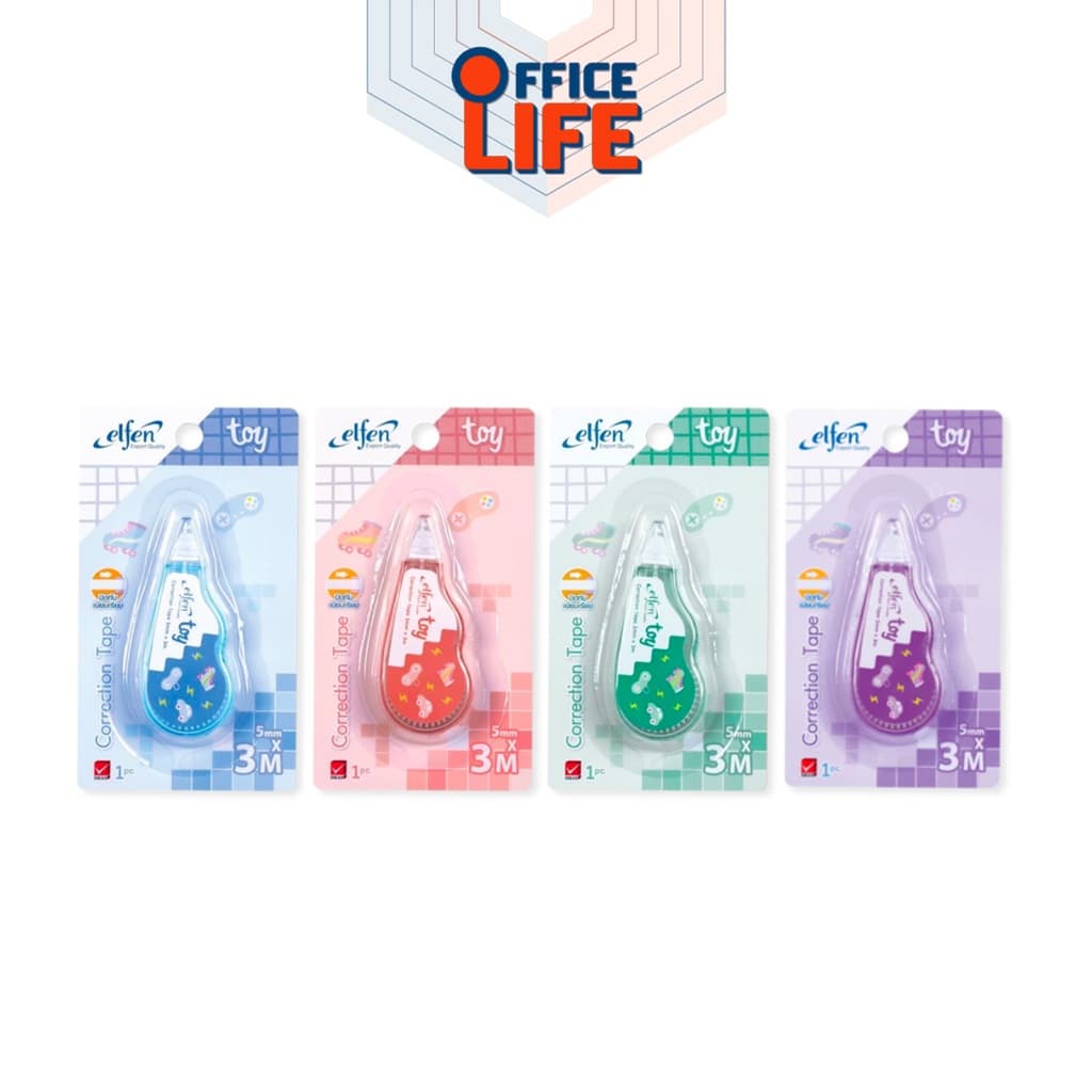 Elfen เทปลบคำผิด รุ่น TOY แบบกดเก็บหัวได้ ขนาด 5 มม. x 3 ม. รูปที่ 5