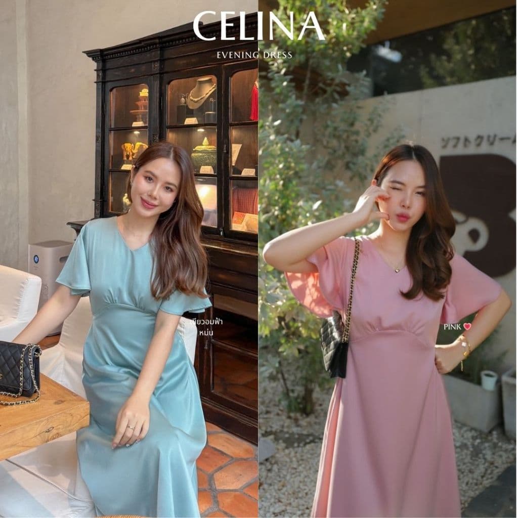 MyWay Brand : Dress Celina แนะนำใส่พอดีตัวน้า เดรสออกงานคอวี ผ้าซาติน ชุดเดรสเว้าหลัง รูปที่ 6