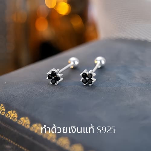MEETต่างหูเงิน Lucky Clover ต่างหูเพชร ต่างหูเก๋ๆ ต่างหูแฟชั่น ตุ้มหูเงินแท้ ต่างหูผู้หญิง ต่างหู รูปที่ 2