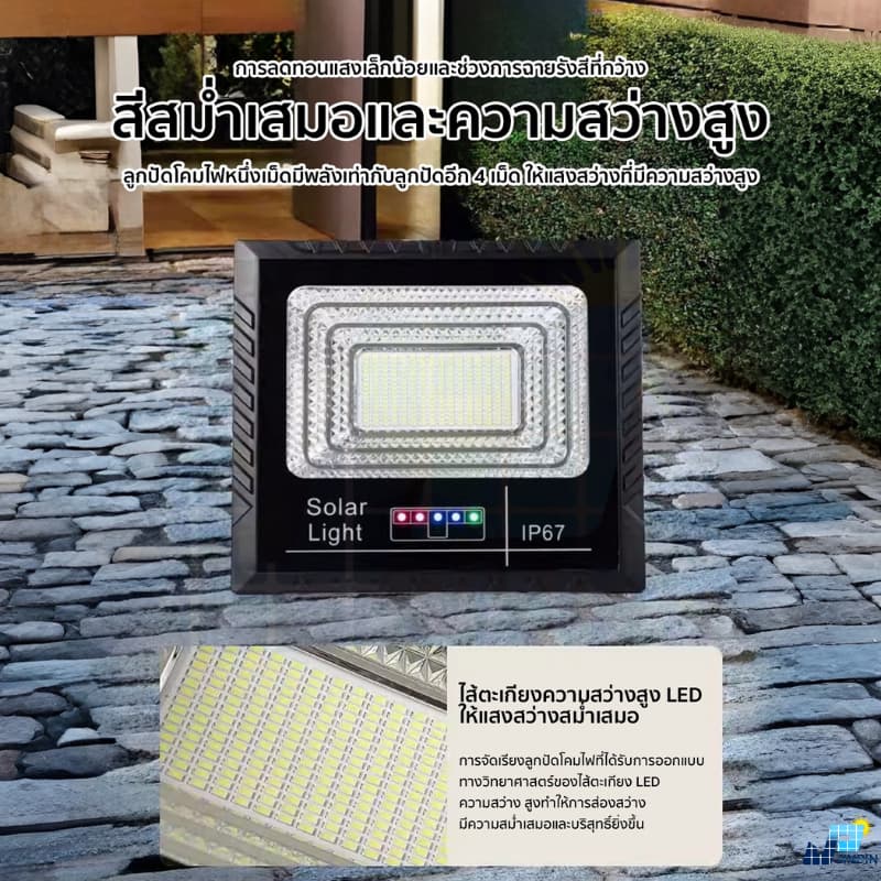 Solar Light New -70000w แสงไฟสีขาว ไฟพลังงานแสงอาทิตย์ LED 156 ดวง รูปที่ 3
