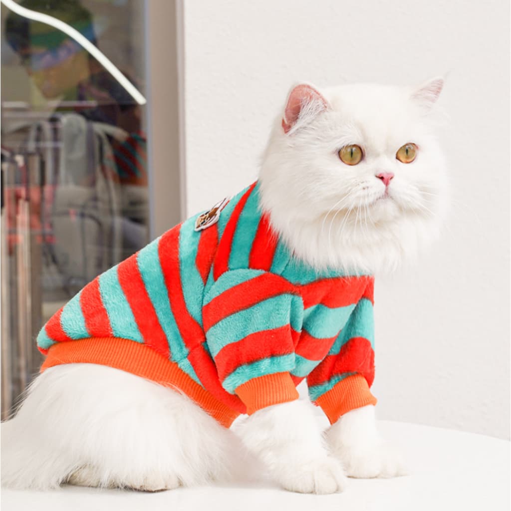 AL-743 เสื้อฟลีซสัตว์เลี้ยง ลายทางสีรุ้ง ปักลายน้องหมาน่ารัก สำหรับน้องหมา-น้องแมว รูปที่ 7
