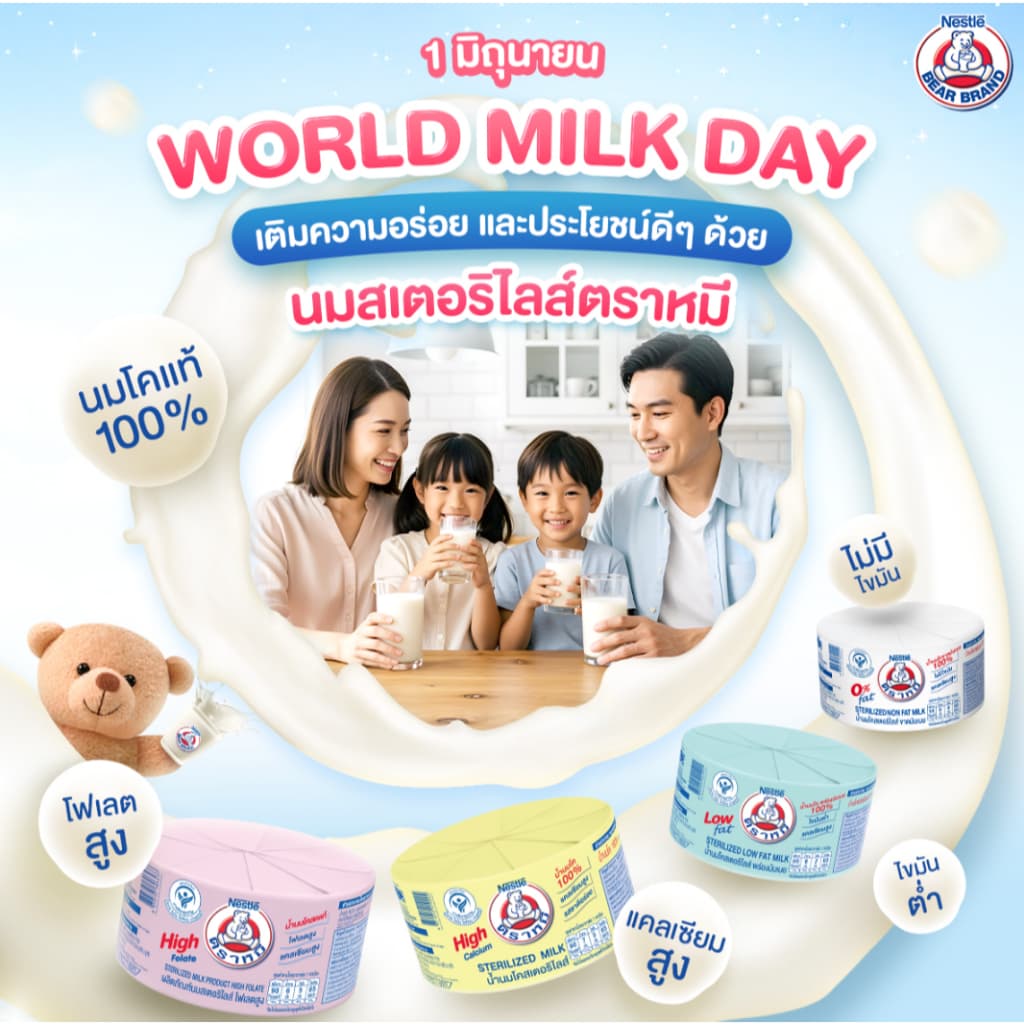 นมตราหมี นมสดสเตอริไลส์พร้อมดื่ม ขนาด 140 มล. จำนวน 1 แพ็ค 12 และ 24 กระป๋อง Bear Brand รูปที่ 4