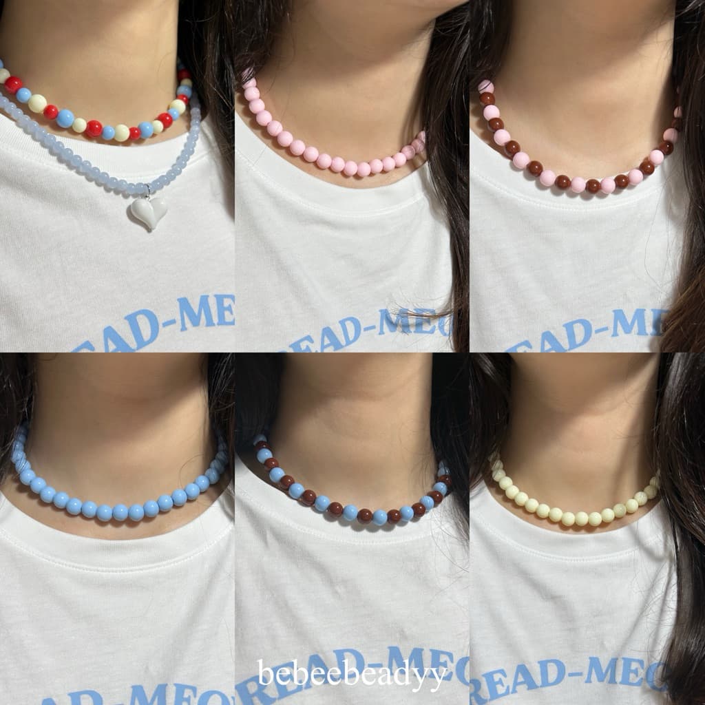 สร้อยคอลูกปัดอะคลีริคเม็ดกลม | สร้อยลูกปัดเม็ดใหญ่ สีสันสดใส รูปที่ 4