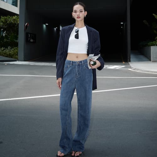 MERMAIDSTUDIO - PETITE SOUFFLÉ JEANS ยีนส์ทรงกระบอกผ้าไม่ยืด รูปที่ 6