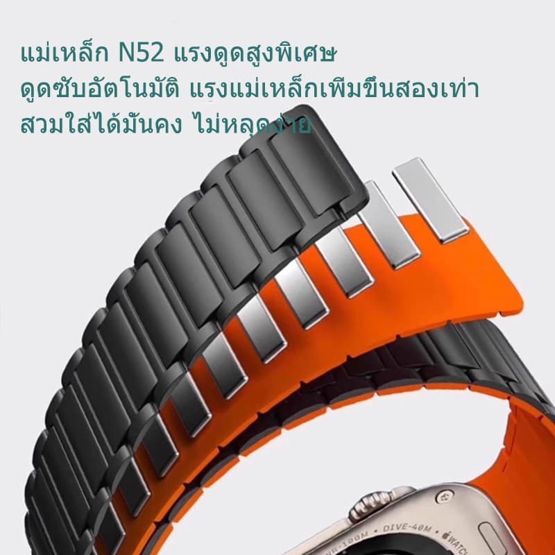 สายนาฬิกาซิลิโคนแม่เหล็กสำหรับ iwatch46mm49mm45mm42mm41mm44mm38mm40mm สายนาฬิกาใหม่ซีรีส์ 11/10/9/8/7/6/5/4/3/2/4/1/se รูปที่ 5