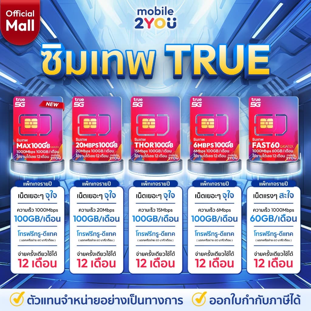 ซิมเทพ ซิมเน็ตรายปี TRUE DTAC ซิมรายปีทรู ดีแทค ซิมรายปี โทรฟรี เน็ตแรง 5G 4G ซิม mobile2youmall รูปที่ 3