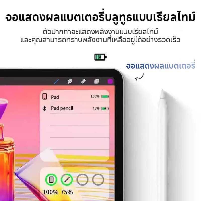 ปากกาสไตลัส วางมือบนจอ+แรเงาได้ ปากกาทัชสกรีน Stylus Pen สำหรับ Gen10,9,8,7,6 Air5 Air4 Air3 Mini7,6,5 รูปที่ 5
