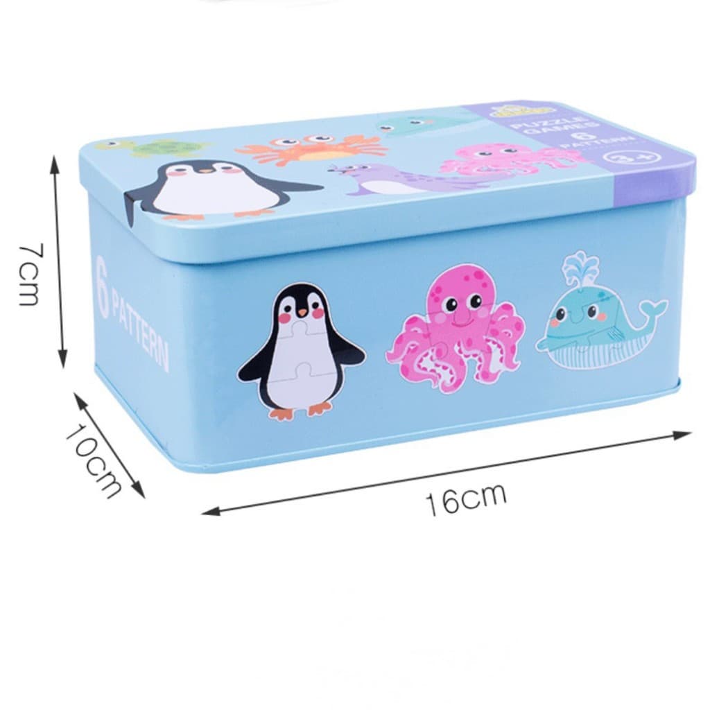 JoyToys จิ๊กซอว์ไม้ เสริมพัฒนาการ 6in1 / 24แบบ ชิ้นใหญ่ ปลอดภัย 3D สัตว์ รูปทรง กล่องเหล็ก ของเล่นเด็ก 3-6ขวบ รูปที่ 4
