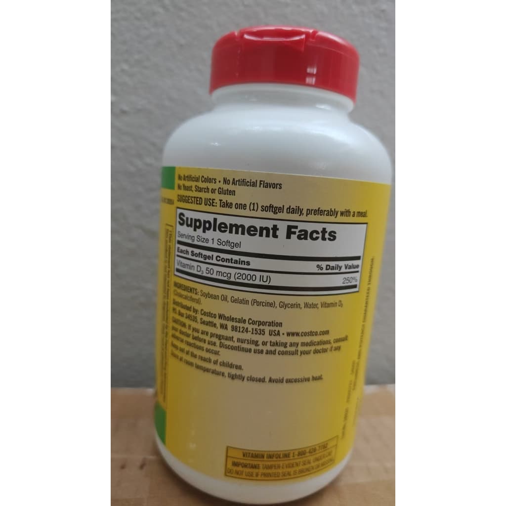 Kirkland Vitamin D3 Kirkland Signature Extra Strength D3 50 mcg 600 Softgels รูปที่ 3