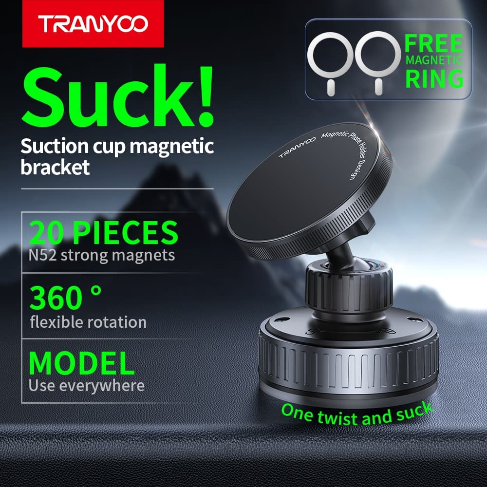 TRANYOO Z23 ขาตั้งโทรศัพท์มือถือในรถแบบแม่เหล็ก, ขาตั้งรถยนต์หลายฟังก์ชัน หมุนได้ 360 องศา ป้องกันการสั่นสะเทือน รูปที่ 1