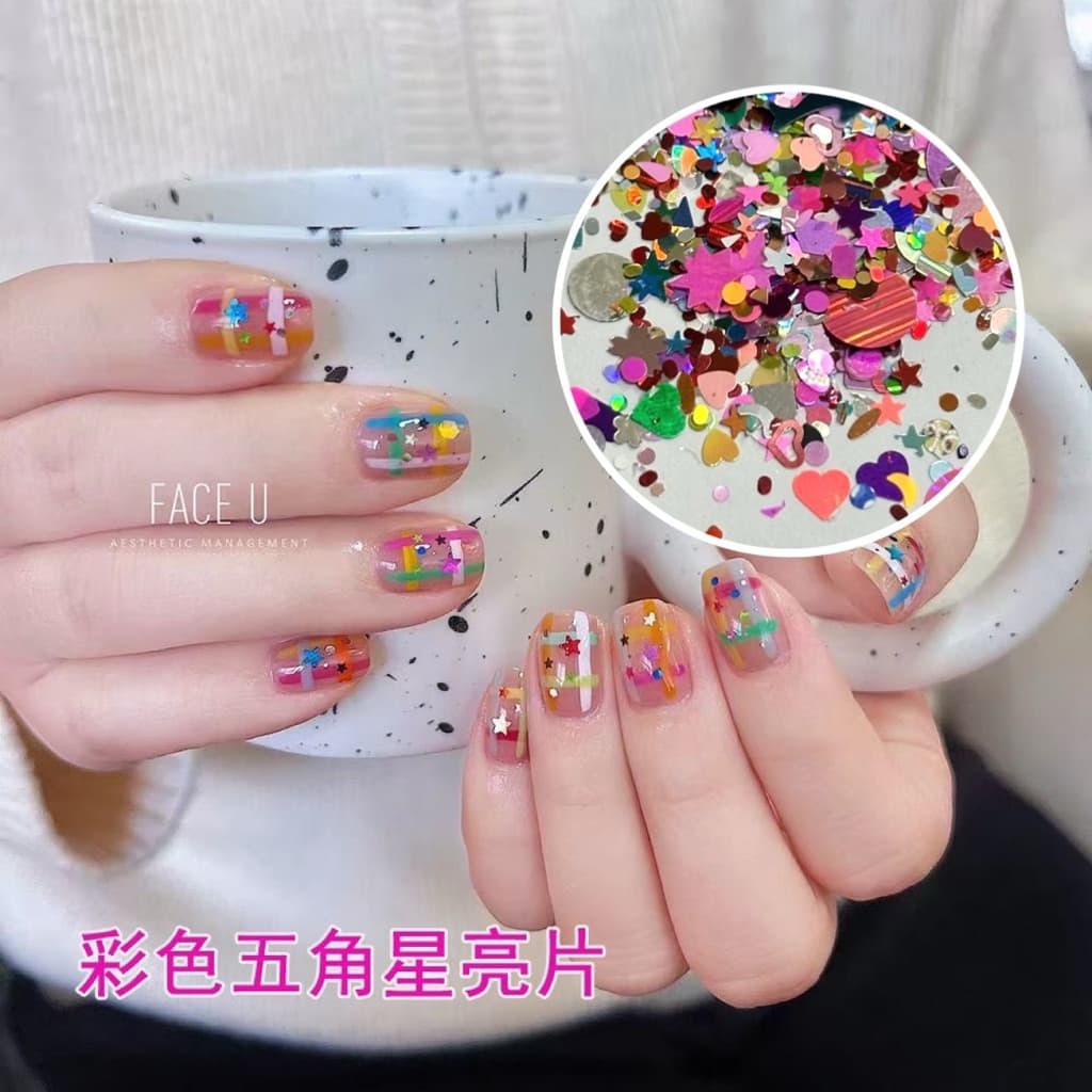 กลิตเตอร์กสกเพลรแบบผสม ใช้สำหรับแต่งเล็บ ฝังลายในเล็บ หรือตกแต่งงานDIY รูปที่ 1