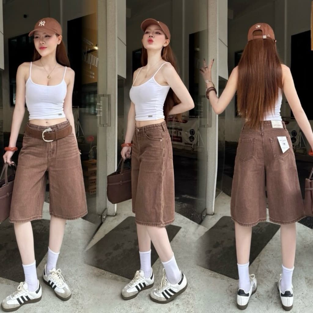 ʜᴀʀᴍᴏɴʏ กางเกงยีนส์ขา5ส่วน ผ้าไม่ยืด สีไม่ตก ทรงที่ฮอต ที่ฮิตสุดในตอนนี้ กางเกงยีนส์ผู้หญิง รูปที่ 3