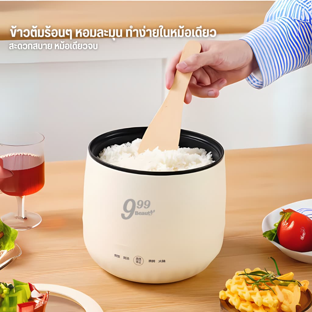 หม้อหุงข้าว mini 1.8L เหมาะสำหรับ 1-2 คน มินิ ไม่ติดก้น กะทะไฟฟ้า อเนกประสงค์ หม้อหุงข้าว การทำงานด้วยปุ่มเดียว D0216 รูปที่ 6